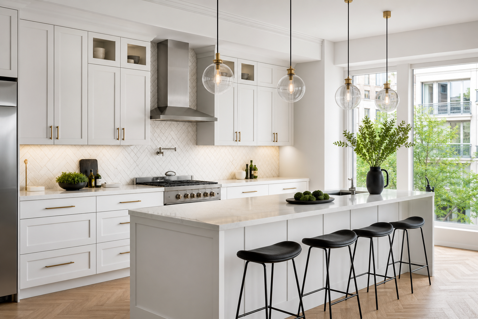 Renovated modern kitchen in Warsaw apartment by TAVEXO